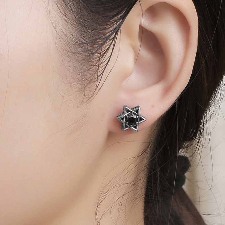 Stainless Steel Star Earrings - Demonmirror Punk Jewelry Collection-6