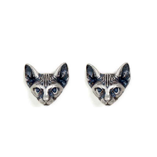 Cat Earrings - 925 Silver Gothic Earrings by Demonmirror