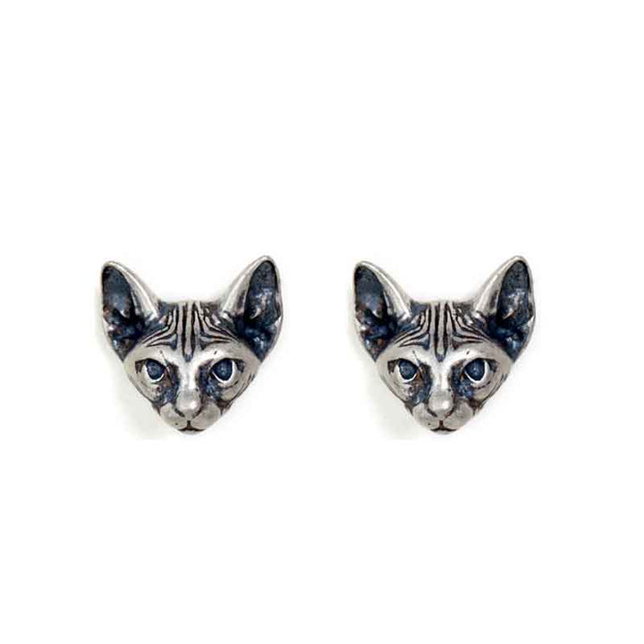 Cat Earrings - 925 Silver Gothic Earrings by Demonmirror