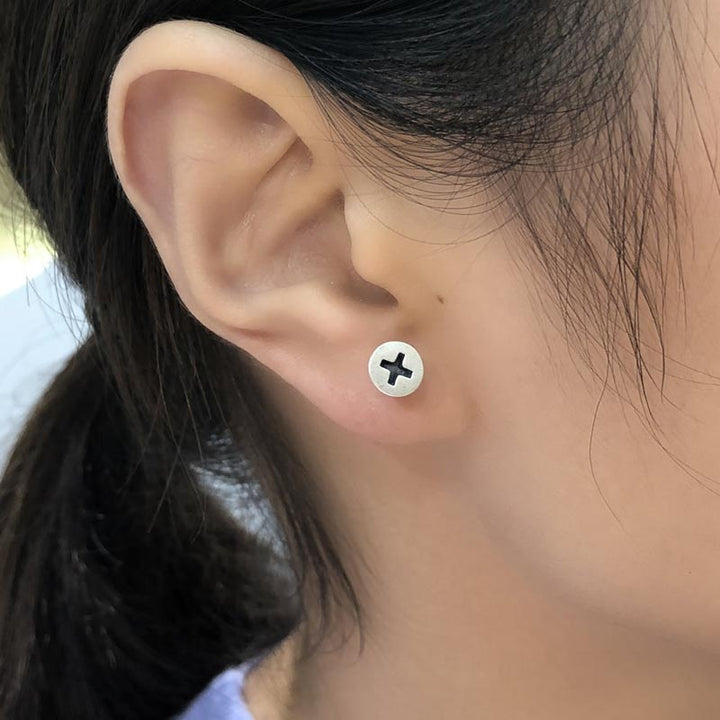 Screw Back Earrings | Punk Sterling Silver Studs by Demonmirror-8