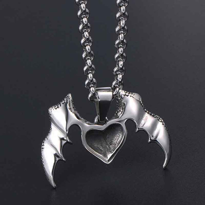 Stainless Steel Gothic Heart Necklace - Demonmirror-3