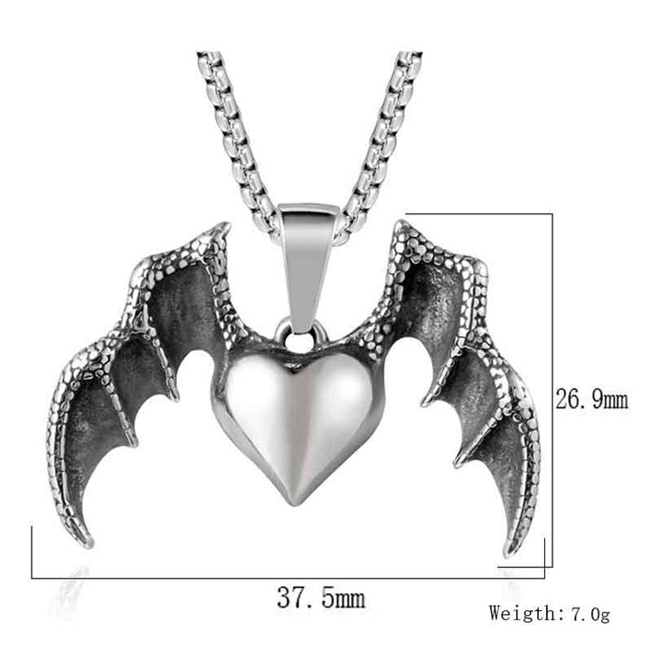 Stainless Steel Gothic Heart Necklace - Demonmirror-6