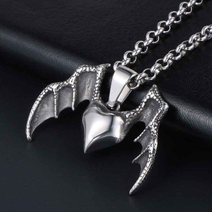 Stainless Steel Gothic Heart Necklace - Demonmirror-5
