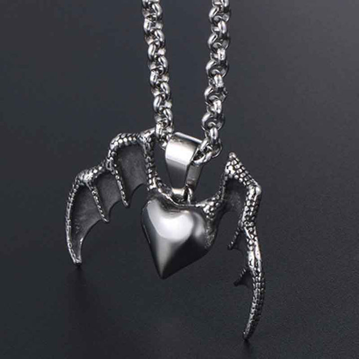 Stainless Steel Gothic Heart Necklace - Demonmirror-2