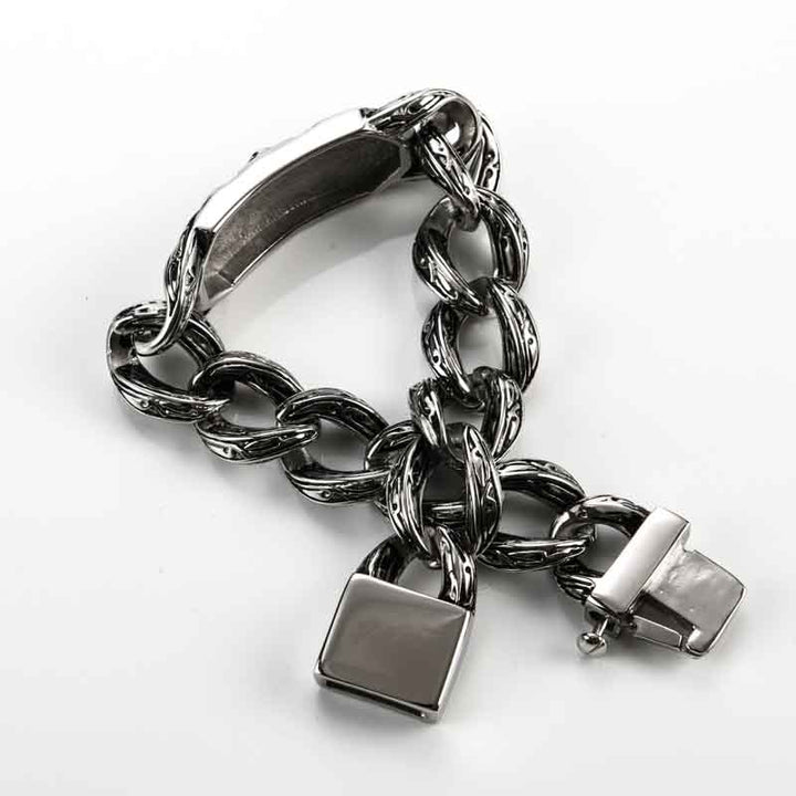 Stainless steel cross bracelet for men - Demonmirror Gothic Jewelry-2