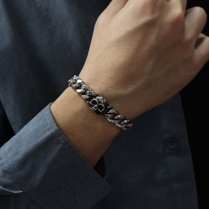 Mens Skull Bracelets | Durable Stainless Steel for Men by Demonmirror-3