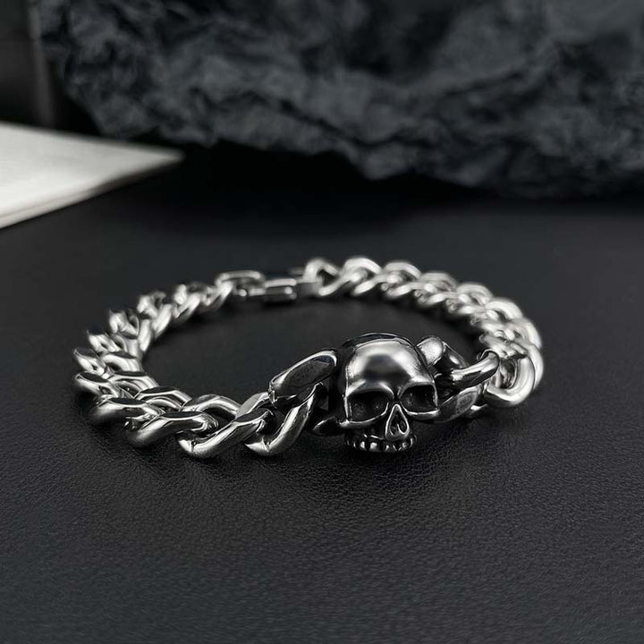 Mens Skull Bracelets | Durable Stainless Steel for Men by Demonmirror-4