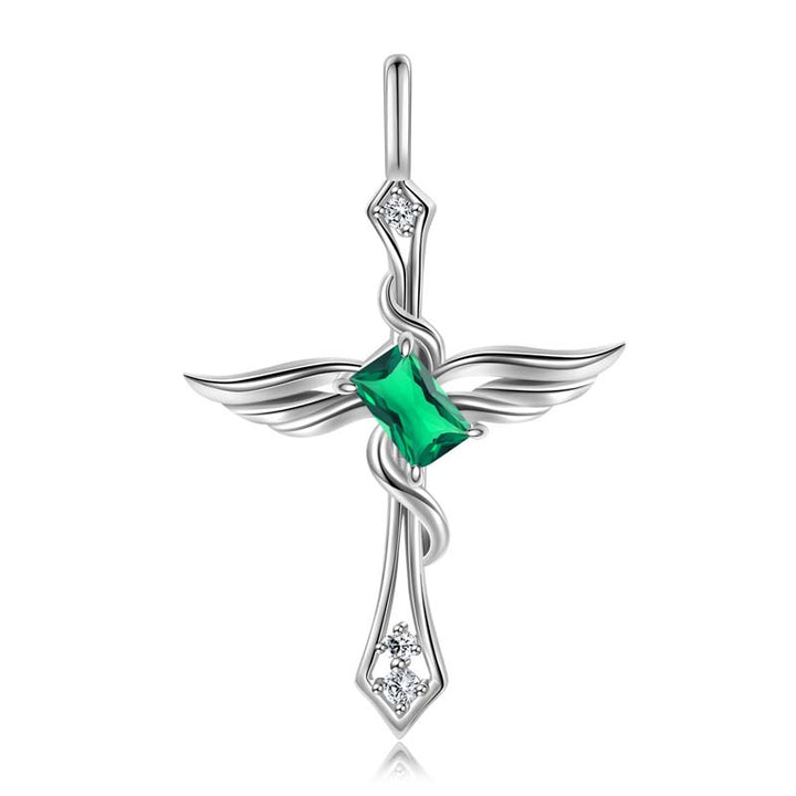Cross Necklace Gothic | 925 Silver Necklace for Women by Demonmirror-green