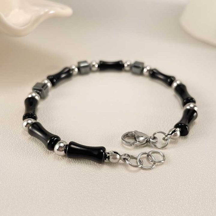 Black Bead Bracelet | Gothic Stainless Steel for Women by Demonmirror-6