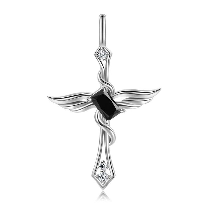 Cross Necklace Gothic | 925 Silver Necklace for Women by Demonmirror-black