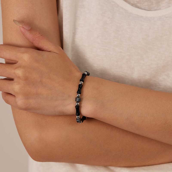 Black Bead Bracelet | Gothic Stainless Steel for Women by Demonmirror-3