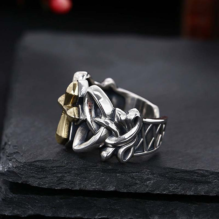gold cross ring men's sterling silver rings-4