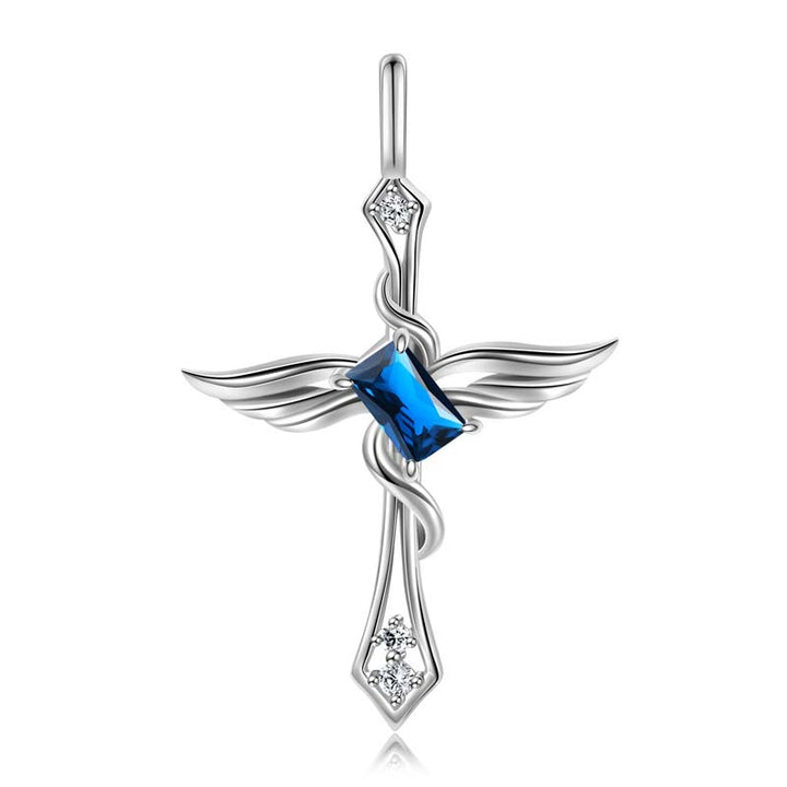 Cross Necklace Gothic | 925 Silver Necklace for Women by Demonmirror-deep blue