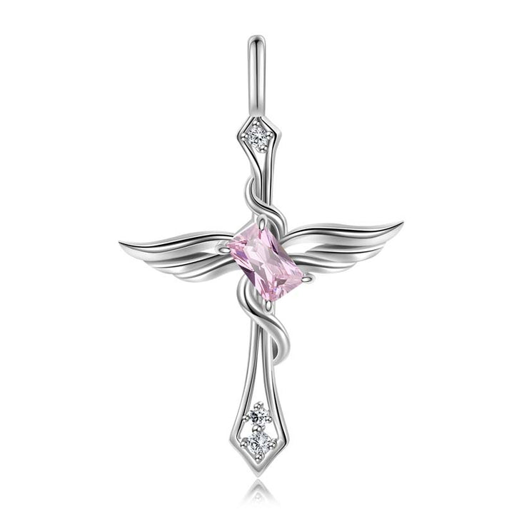 Cross Necklace Gothic | 925 Silver Necklace for Women by Demonmirror-light pink