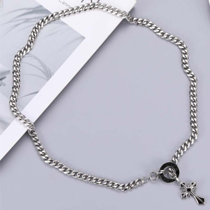 Infinity Cross Necklace | Stainless Steel Gothic Jewelry | Demonmirror-4