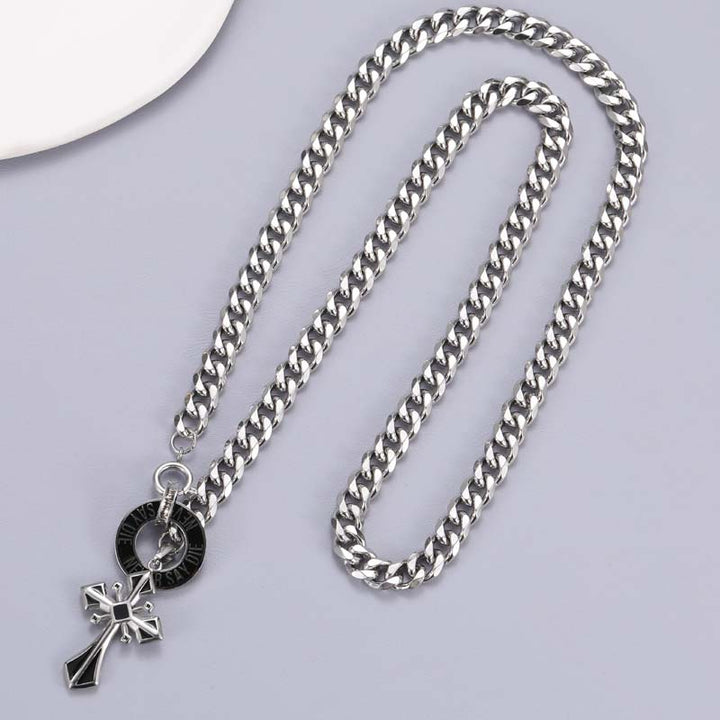 Infinity Cross Necklace | Stainless Steel Gothic Jewelry | Demonmirror-5