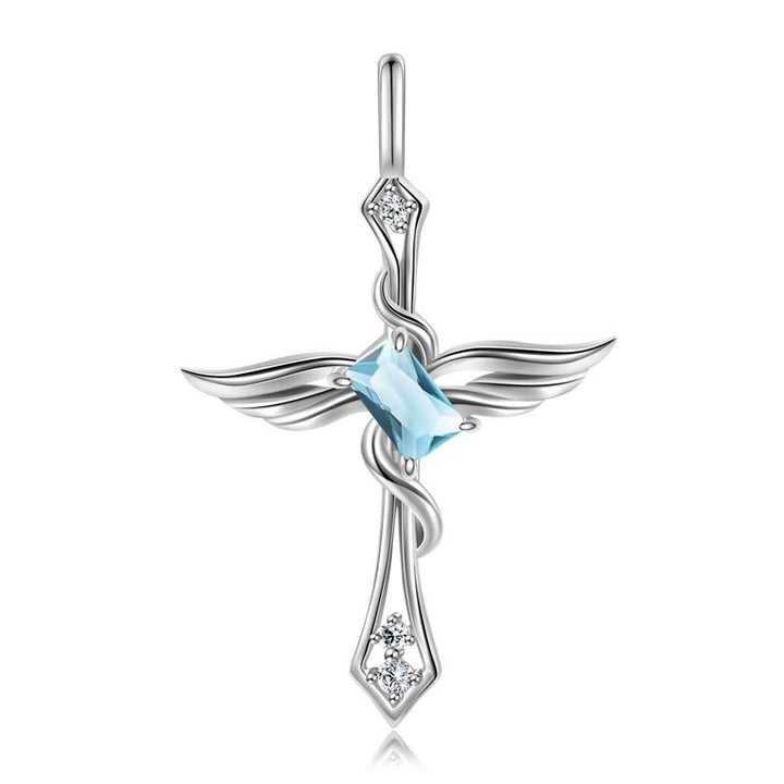 Cross Necklace Gothic | 925 Silver Necklace for Women by Demonmirror-blue