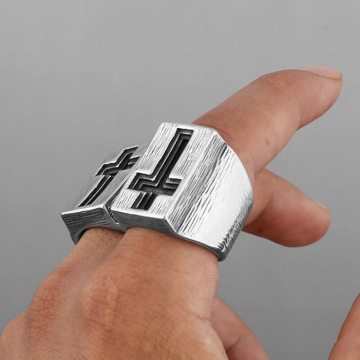 Cross Ring for Men | Stainless Steel Gothic Jewelry | Demonmirror-4