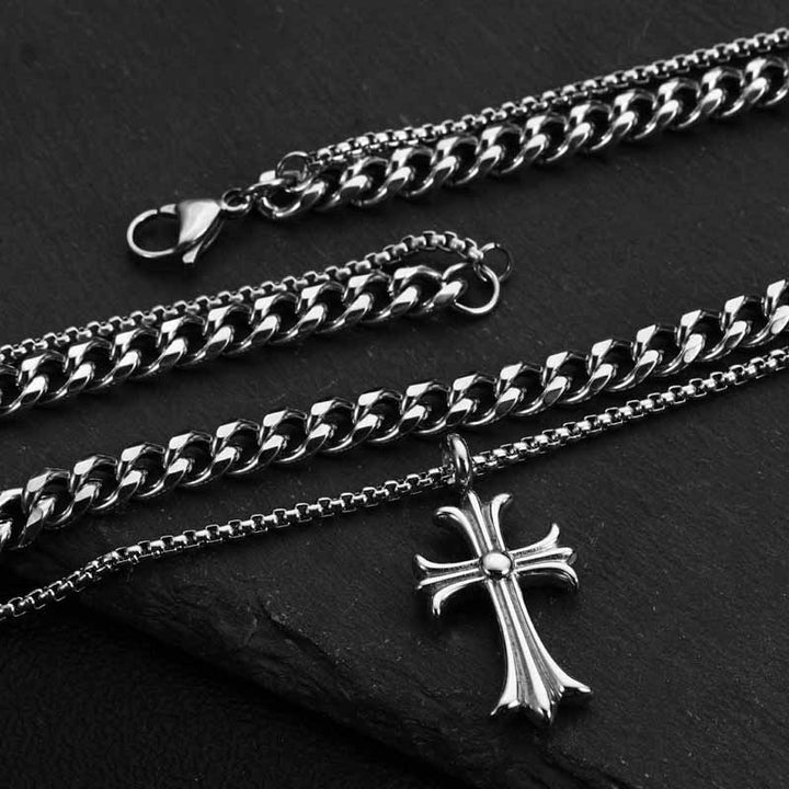 Chunky Cross Necklace | Stainless Steel Gothic Jewelry | Demonmirror-2