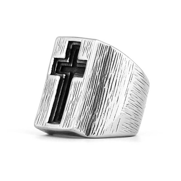 Cross Ring for Men | Stainless Steel Gothic Jewelry | Demonmirror