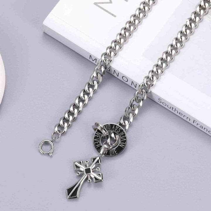 Infinity Cross Necklace | Stainless Steel Gothic Jewelry | Demonmirror-2