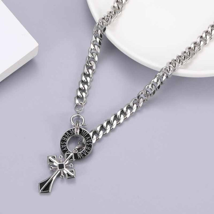 Infinity Cross Necklace | Stainless Steel Gothic Jewelry | Demonmirror-3