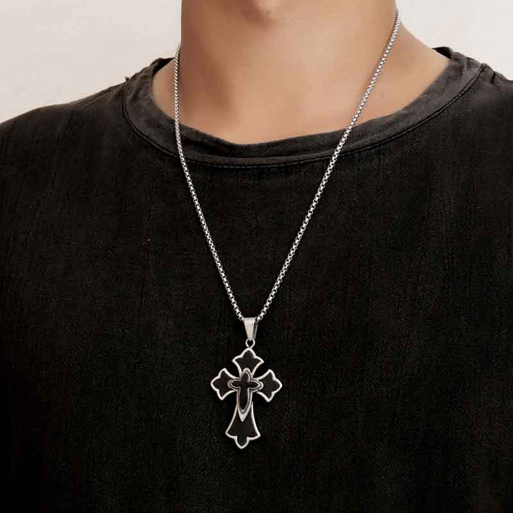 Gothic Cross Necklace in Stainless Steel for Men and Women by Demonmirror-4