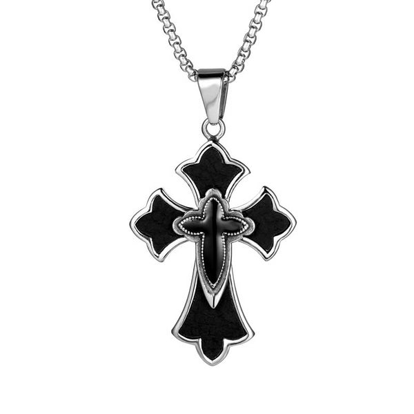 Gothic Cross Necklace in Stainless Steel for Men and Women by Demonmirror