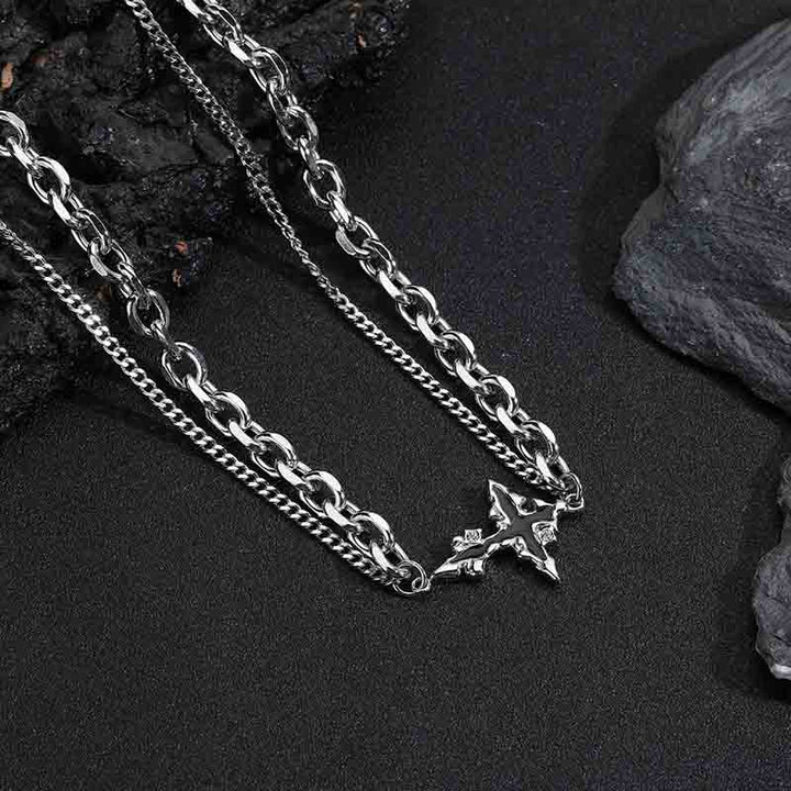 Gothic Cross Necklace | Stainless Steel Punk Jewelry | Demonmirror-2