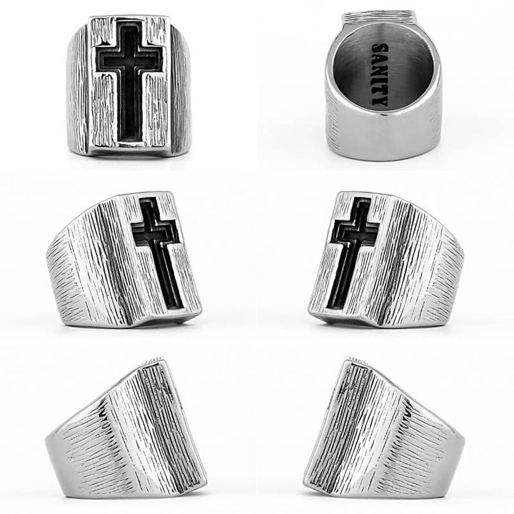 Cross Ring for Men | Stainless Steel Gothic Jewelry | Demonmirror-3