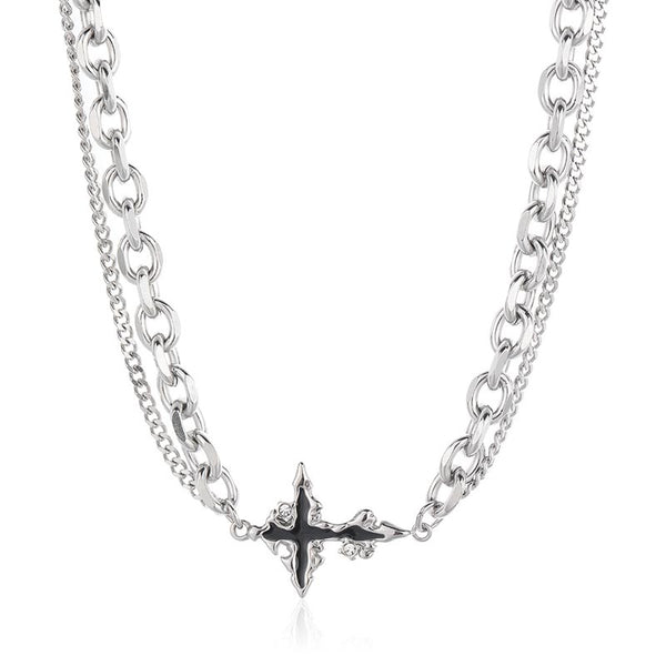 Gothic Cross Necklace | Stainless Steel Punk Jewelry | Demonmirror
