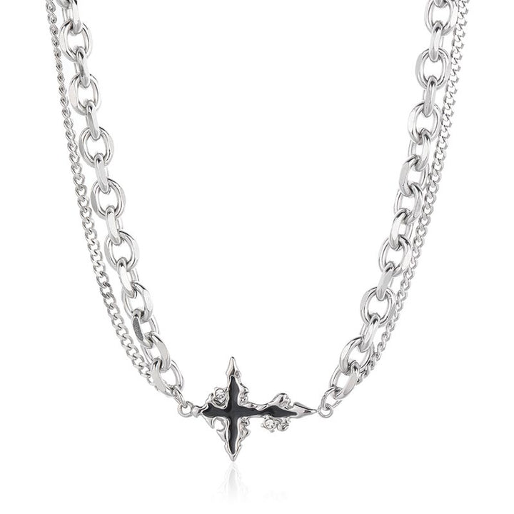 Gothic Cross Necklace | Stainless Steel Punk Jewelry | Demonmirror