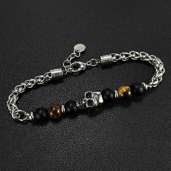 Tiger Eye Bracelet | Men's Stainless Steel Skull by Demonmirror-4
